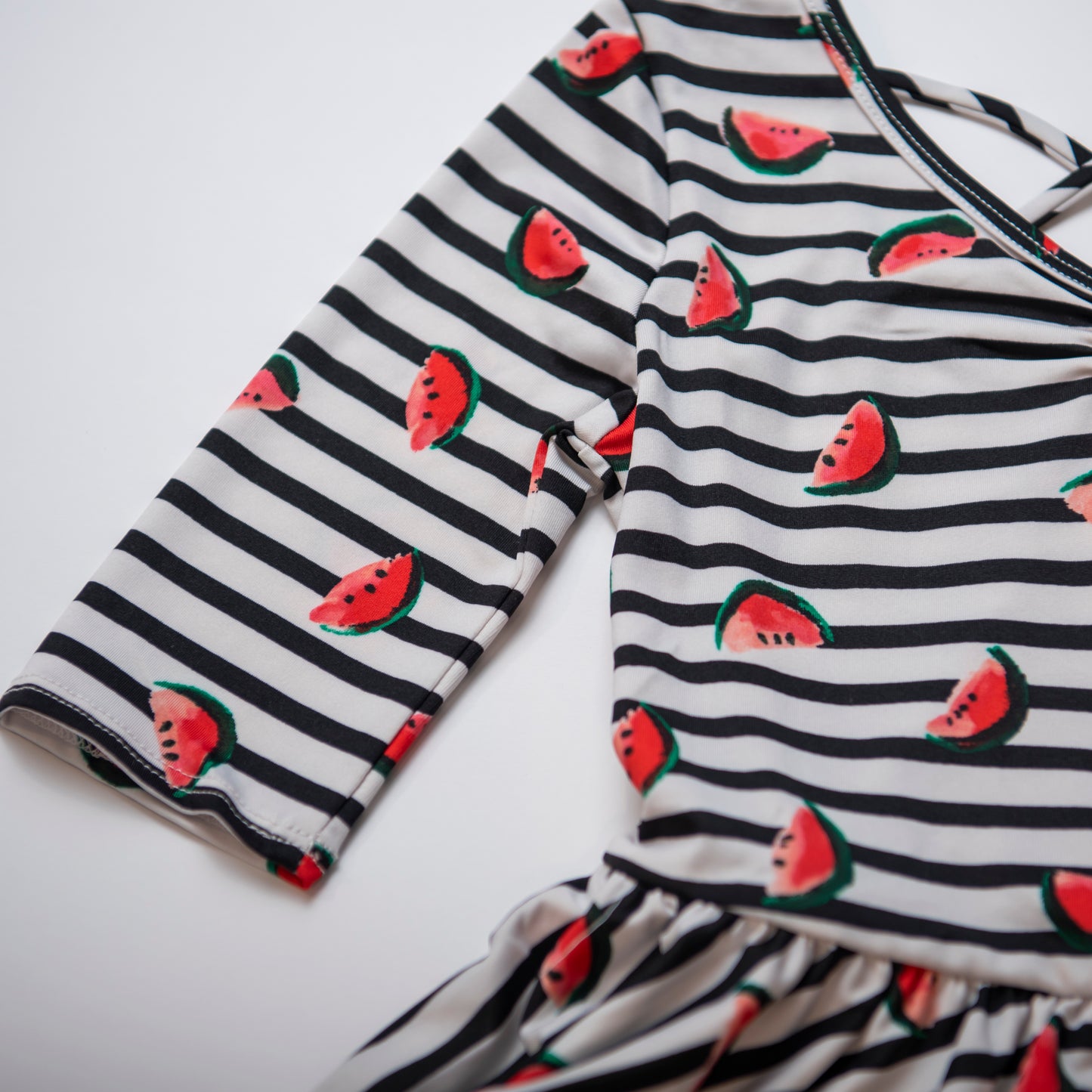 Black and White striped dress with watermelons