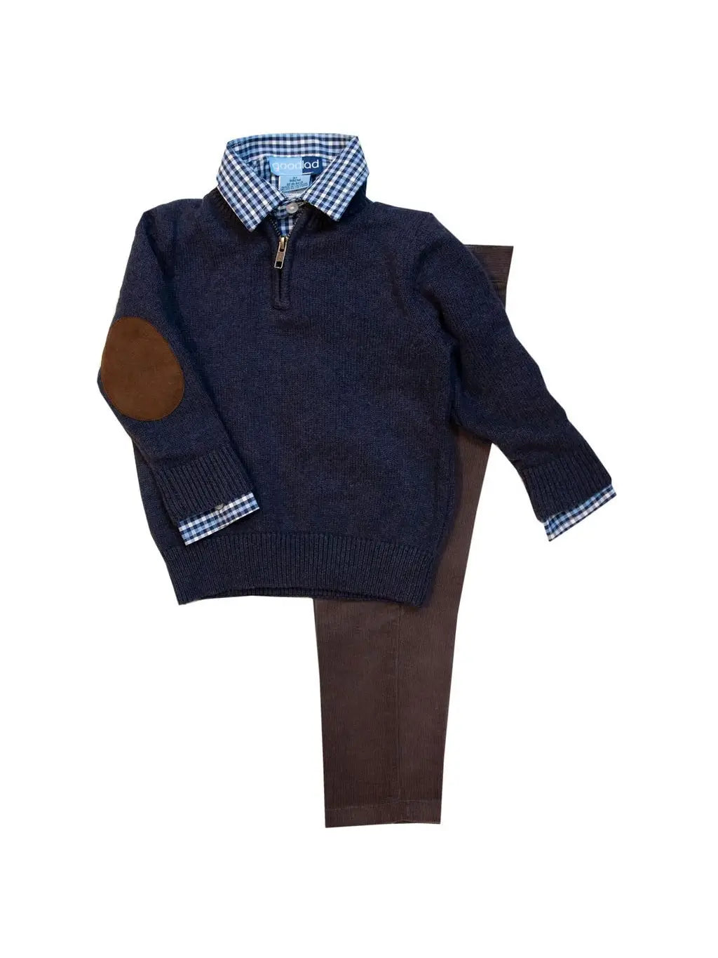 Blue Sweater Set with Corduroy Pants