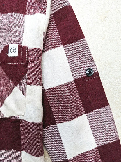 Burgundy Flannel Long Sleeve Shirt w/ Tie