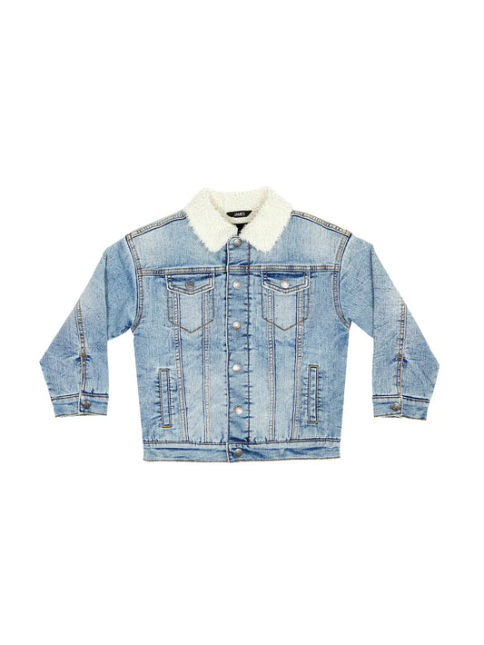 Boys or girls denim jacket with sherpa lining, warm winter jacket