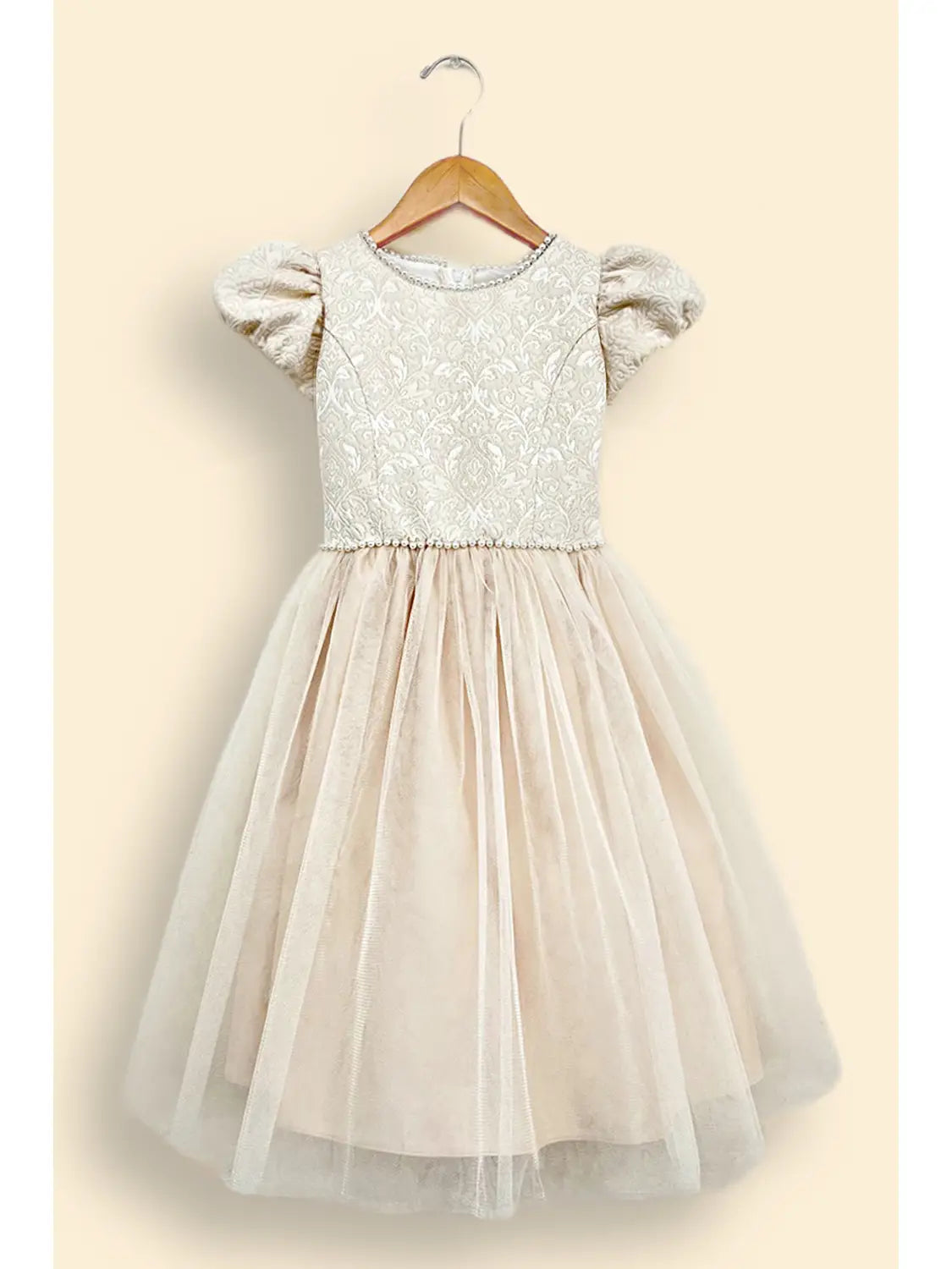 Child - Puff Sleeve Jacquard with Tulle