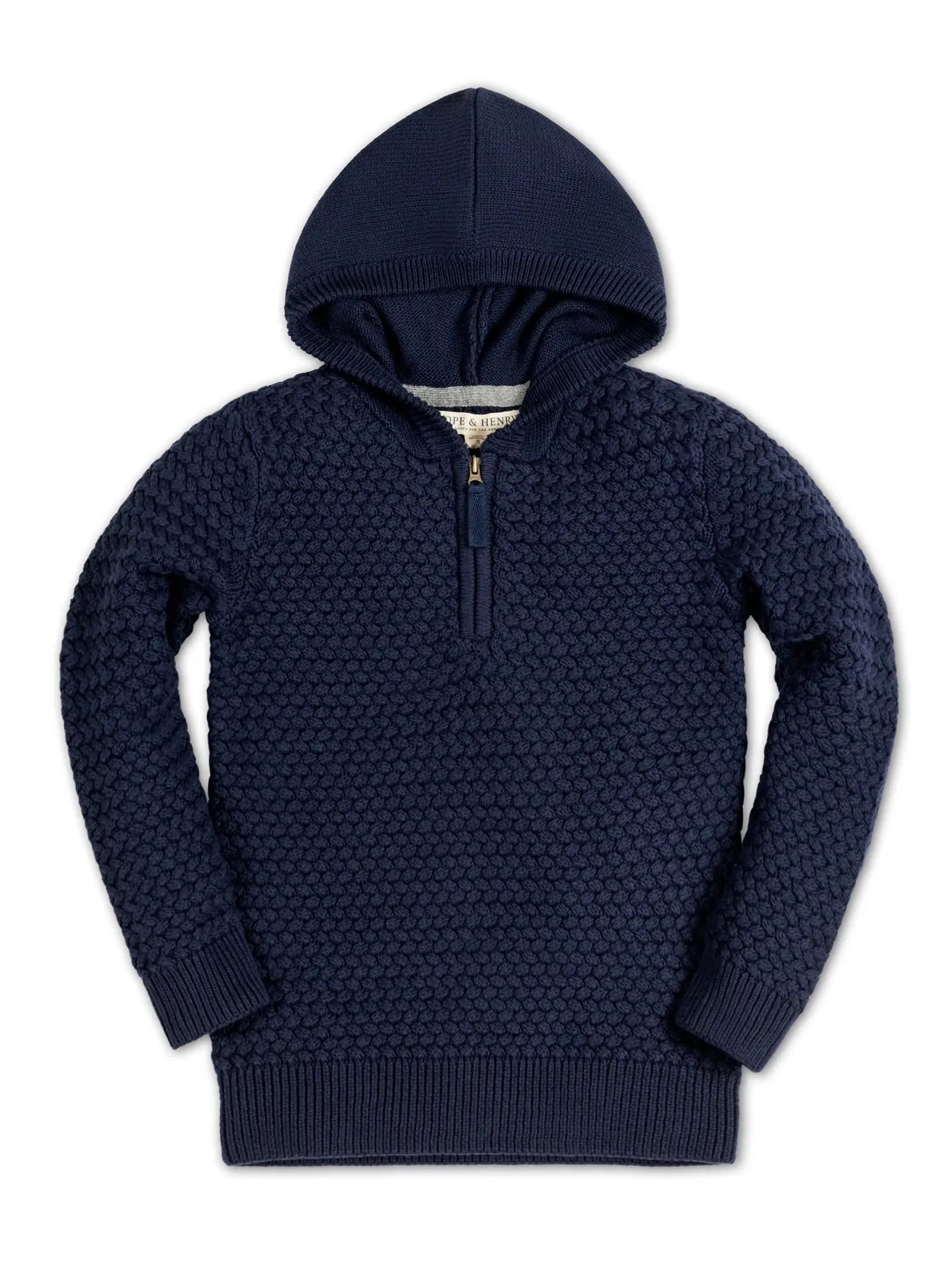 Hooded Half Zip Organic Cotton Sweater