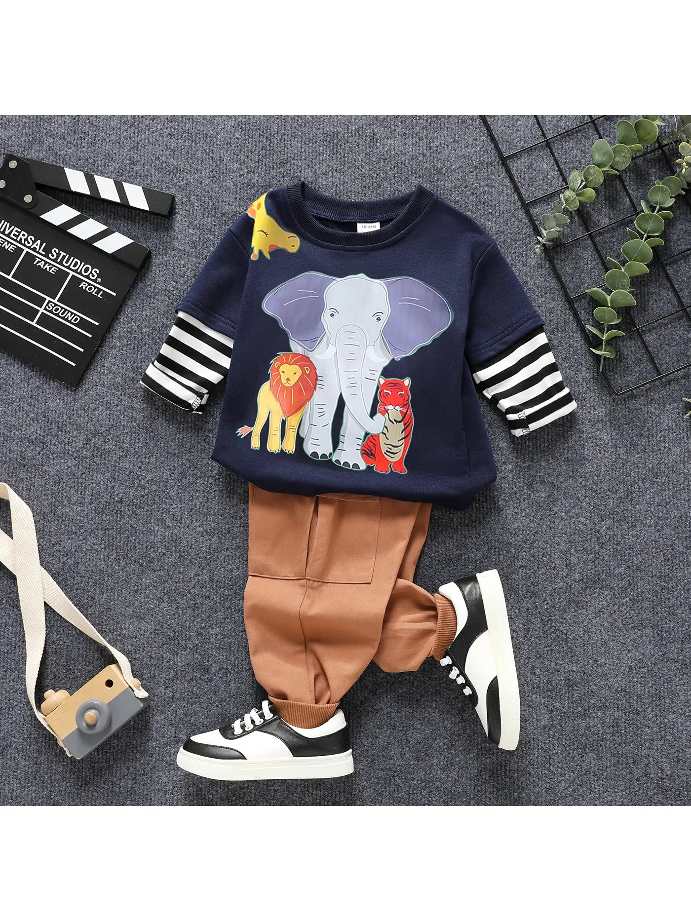 Layered Elephant Long-sleeve Top and Pants