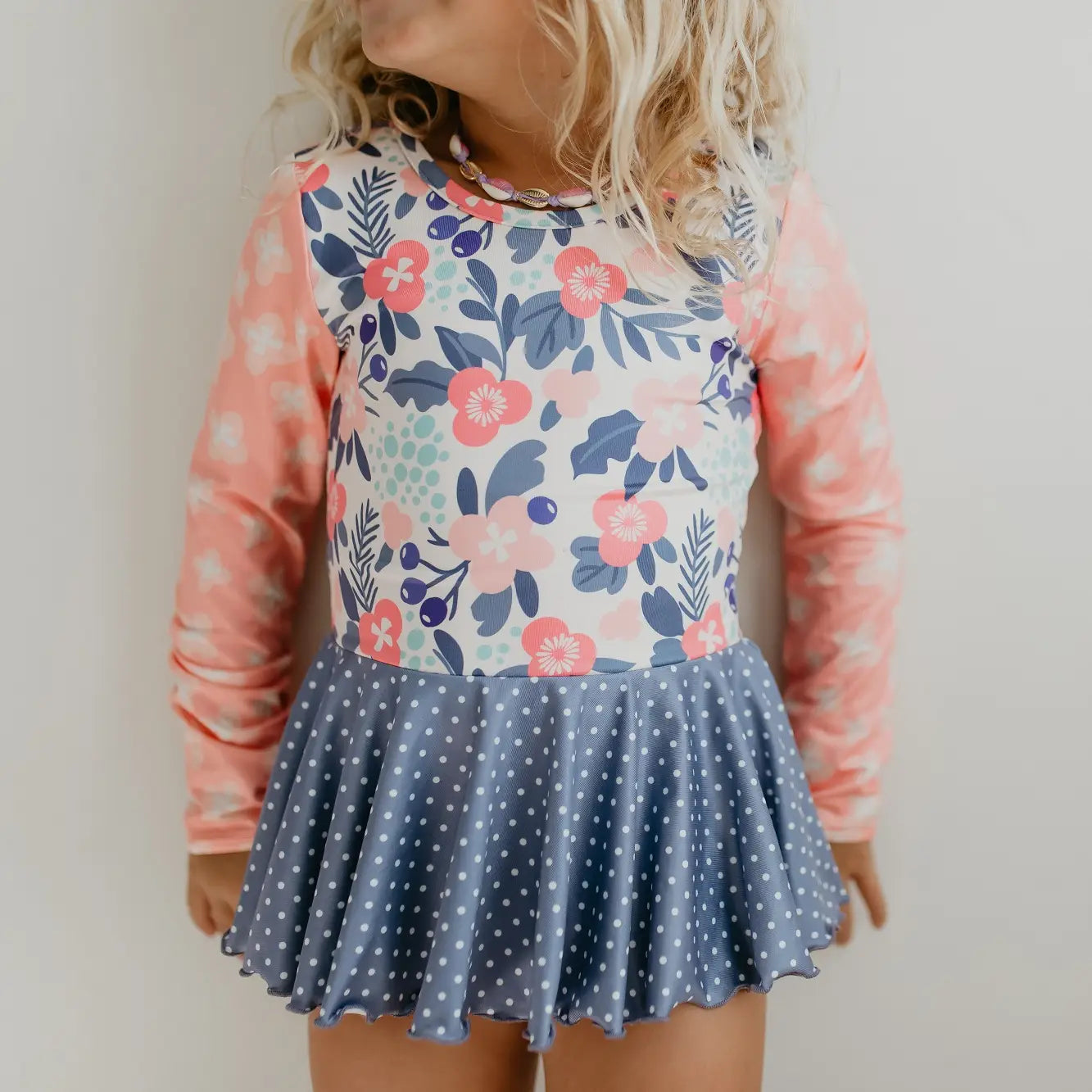 Blue and Pink Long Sleeve Skirted Leo