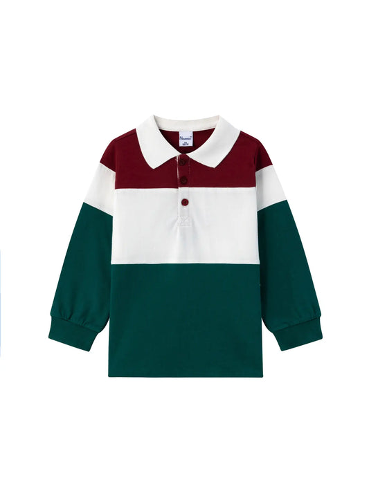 Long Sleeve Polo Shirt w/ 3 color blocks