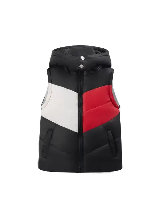 Red, Black, and White Puffy Vest