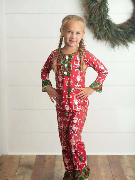 Santa Reindeer Ruffle Pajamas