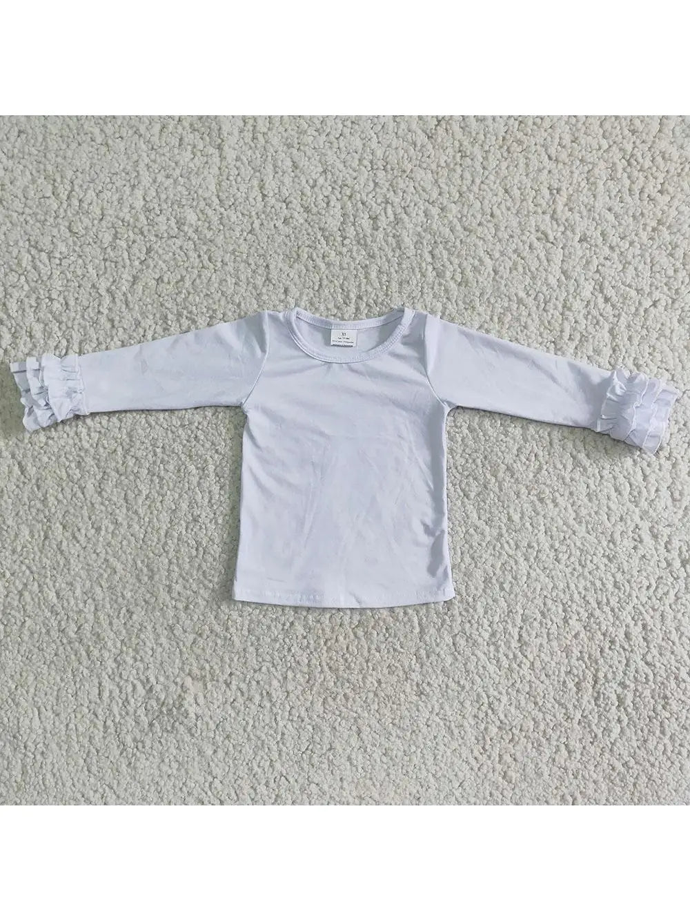 White Long Sleeve Ruffle Tee