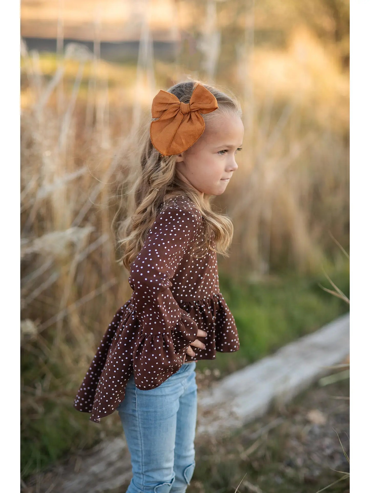 Brown Polka Dot Hi-Low shirt